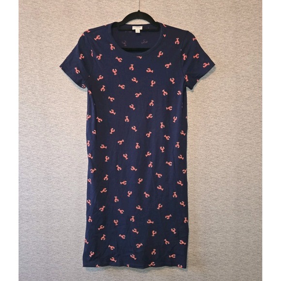 J. Crew Dresses & Skirts - J.CREW Lobster Mini T-shirt Dress Blue Red Cotton Short Sleeve Knit Pullover XS